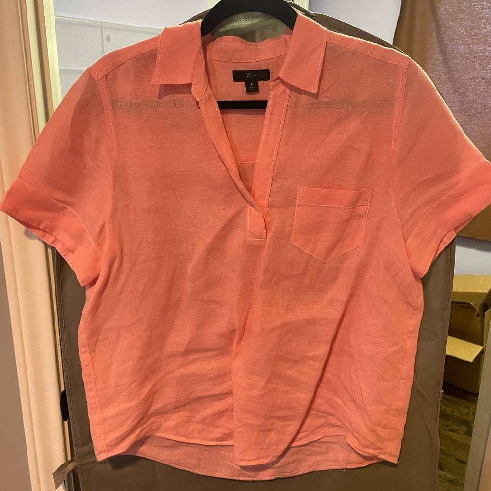 Pink Linen J. Crew Top
